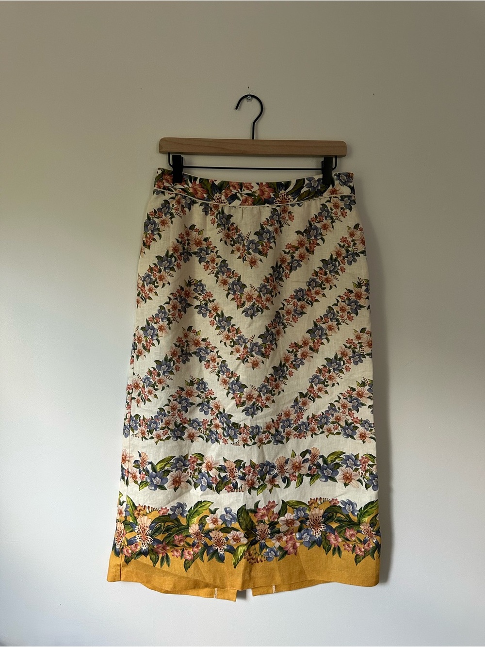 Farm Rio Floral Linen Midi Skirt Sand - Picture 2 of 5